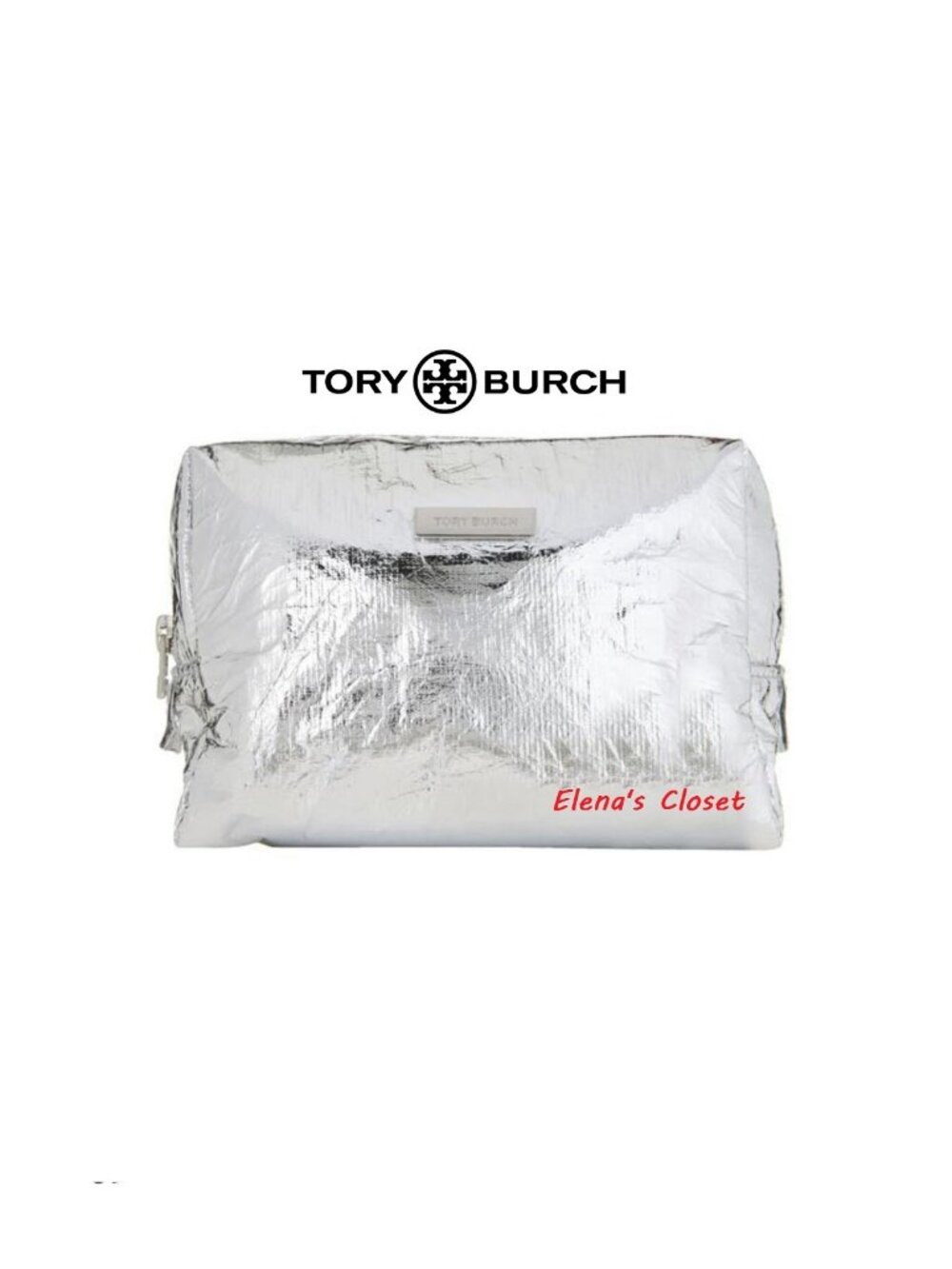 NWT ~ TORY BURCH METALLIC COSTMETIC BAG